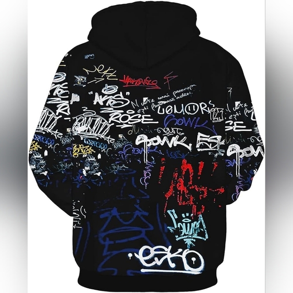 New Men's Graphic Drawstring Hoodie Sweater Multiple Sizes - Picture 3 of 5